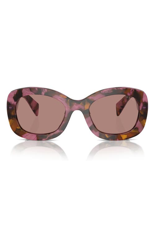 Prada 54mm Oval Polarized Sunglasses In Cognac Begonia/light Brown