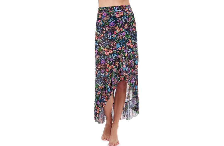 Shop Profile By Gottex Flora Mesh Wrap Long Skirt In Multi