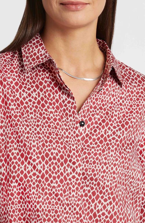 FOXCROFT FOXCROFT IRIS ABSTRACT PRINT COTTON SATEEN BUTTON-UP SHIRT