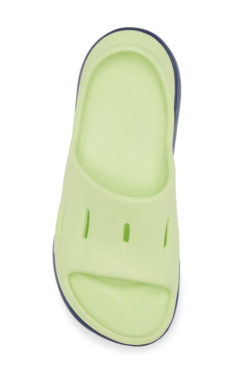 Shop Hoka Kids' Ora Recovery Slide In Lettuce/bellwether Blue