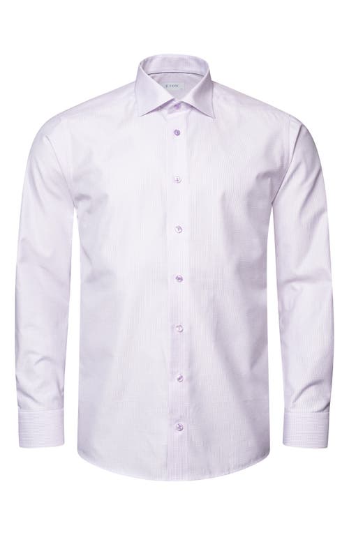 Shop Eton Slim Fit Non-iron Check Stretch Dress Shirt In Lt/pastel Purple