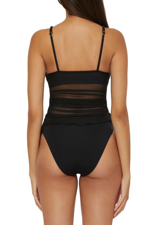 Shop Becca Muse Cinched Mesh One-piece Swimsuit In Black