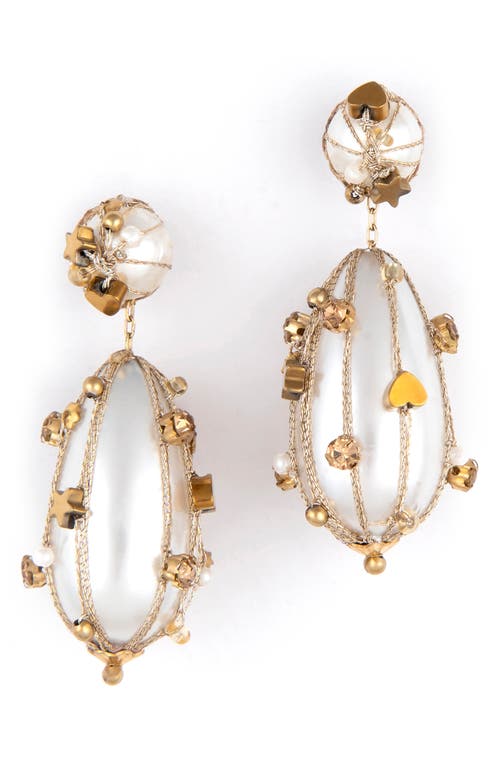 Cora Imitation Pearl Drop Earrings in Gold