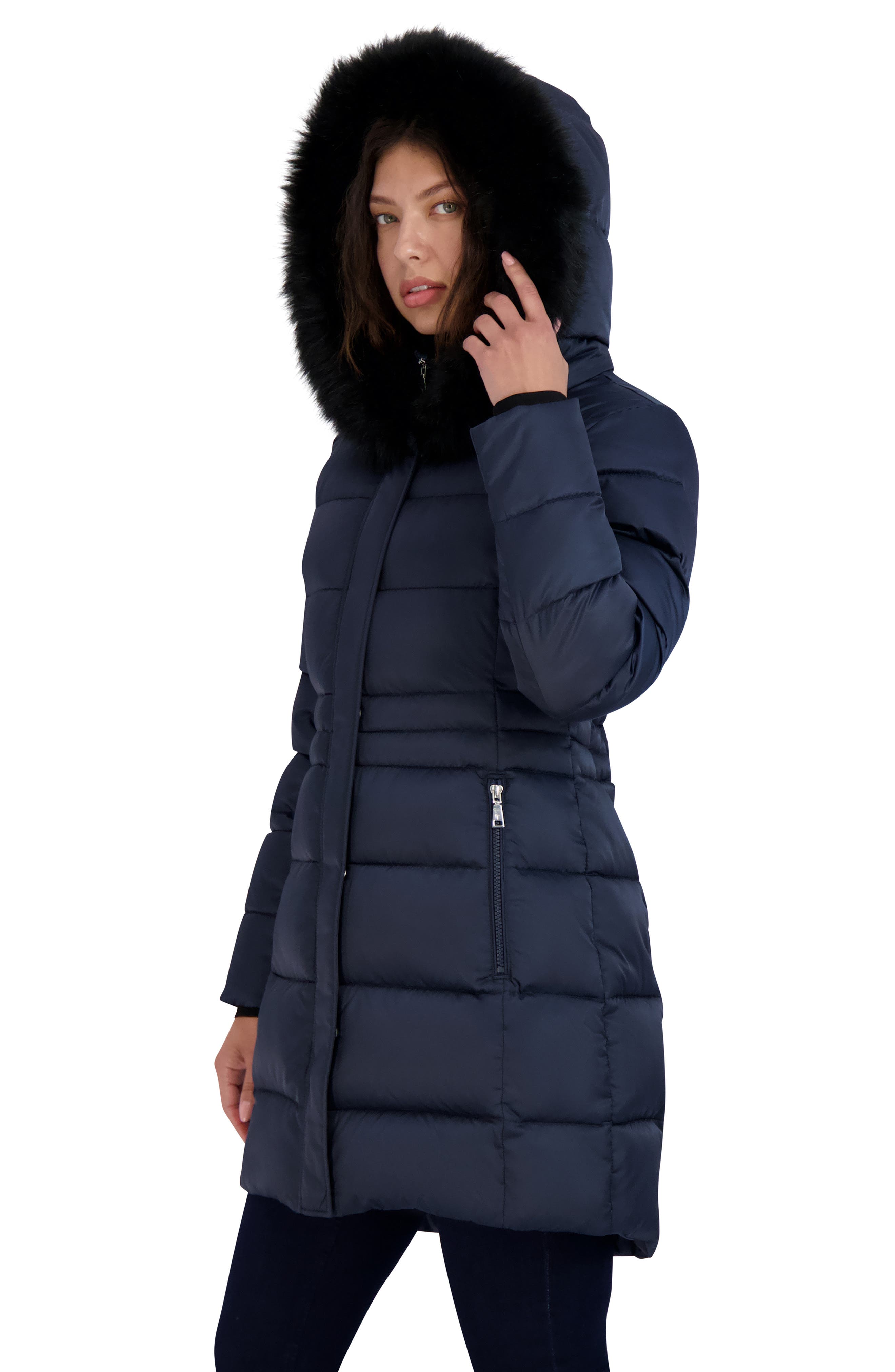 tahari casey long puffer coat