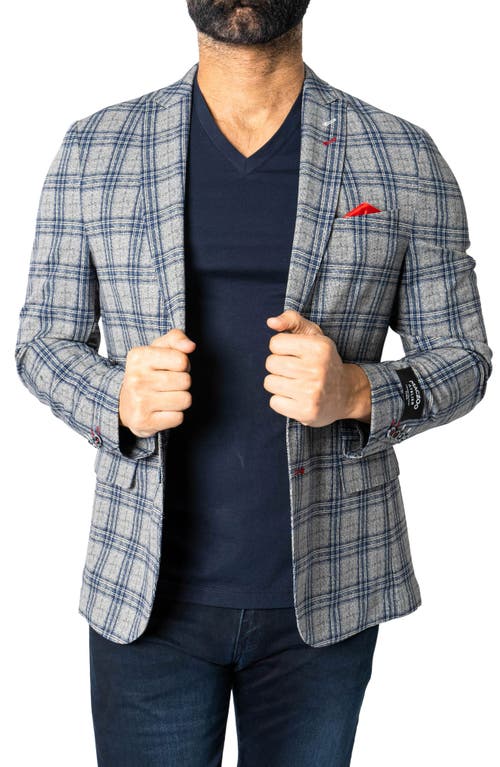 Shop Maceoo Descartes Unconstructed Plaid Cretian Blue Blazer