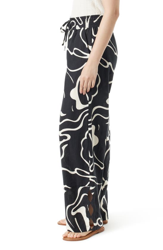 Shop Sam Edelman Ramone Cutout Linen Blend Wide Leg Pants In Arctic Wolf-artist Cutout