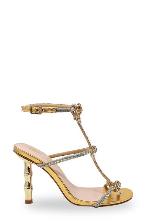 Chase & Chloe Chase And Chloe Rhinestone Strap Sandal In Gold Metallic