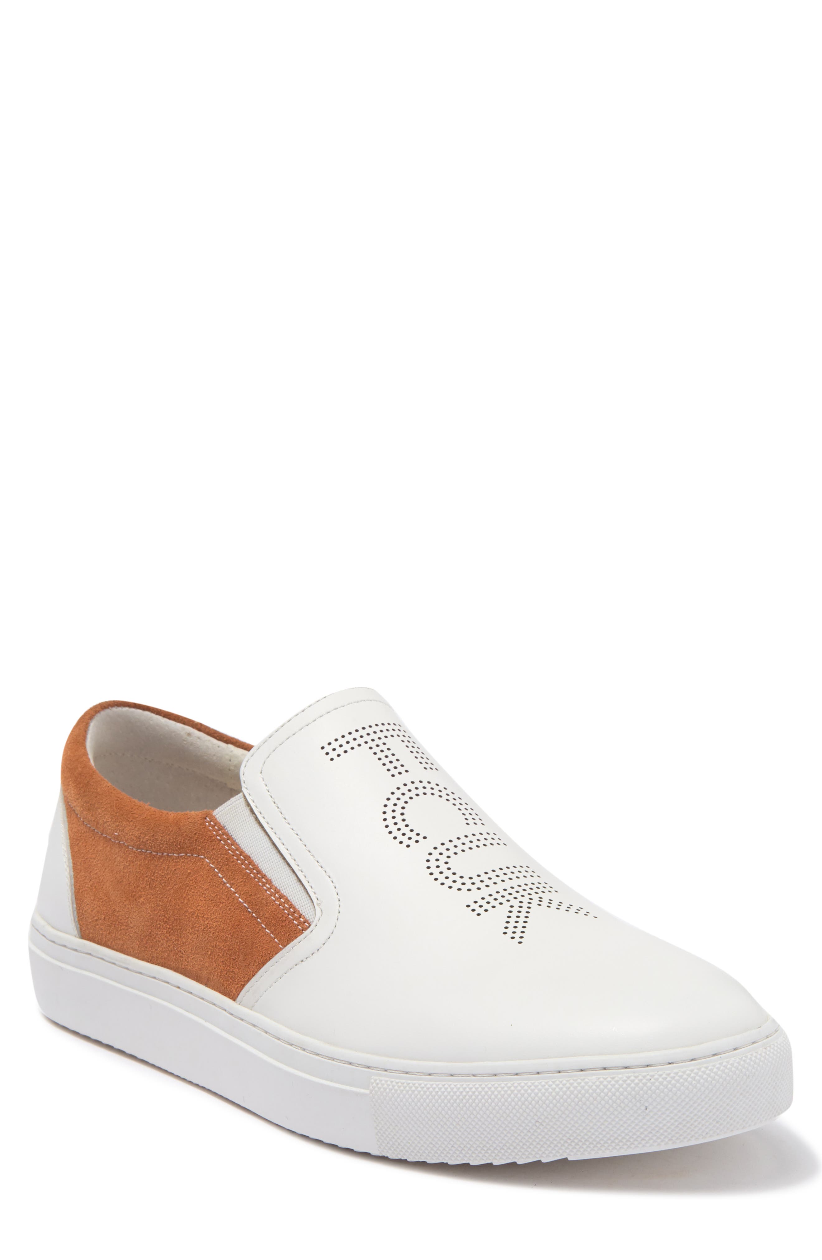 French Connection Marcel Leather Colorblock Slip-on Sneaker In White