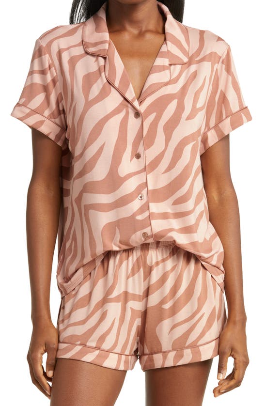 Nordstrom Moonlight Eco Short Pajamas In Tan Mocha Sleepy Zebra