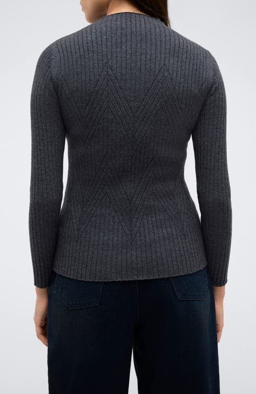 Kenneth Cole Mock Neck Chevron Rib Sweater In Medium Heather Grey