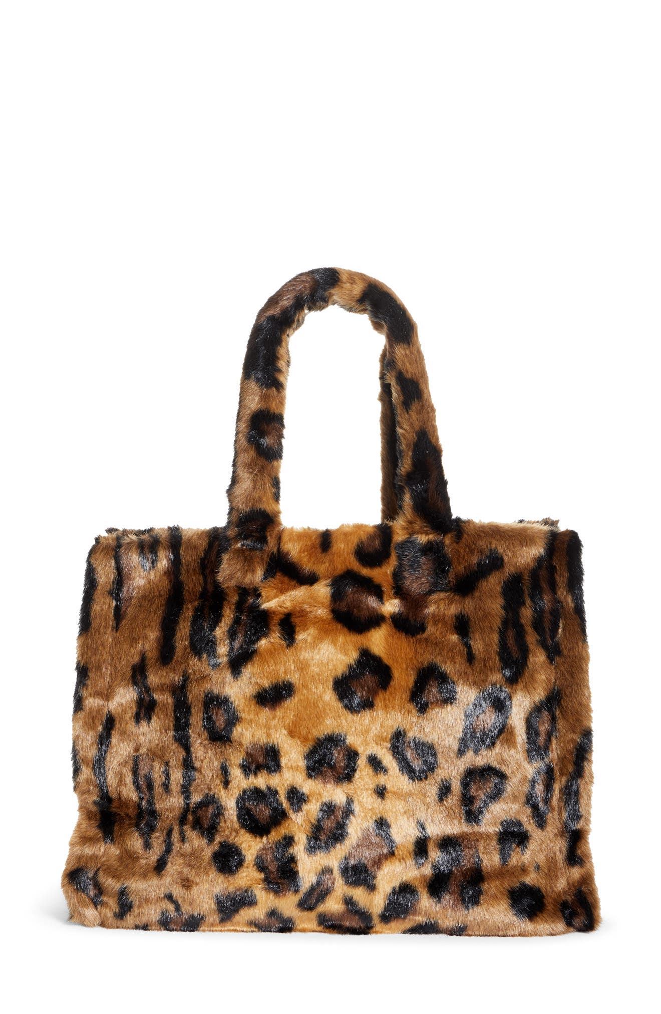 topshop faux fur leopard print bag