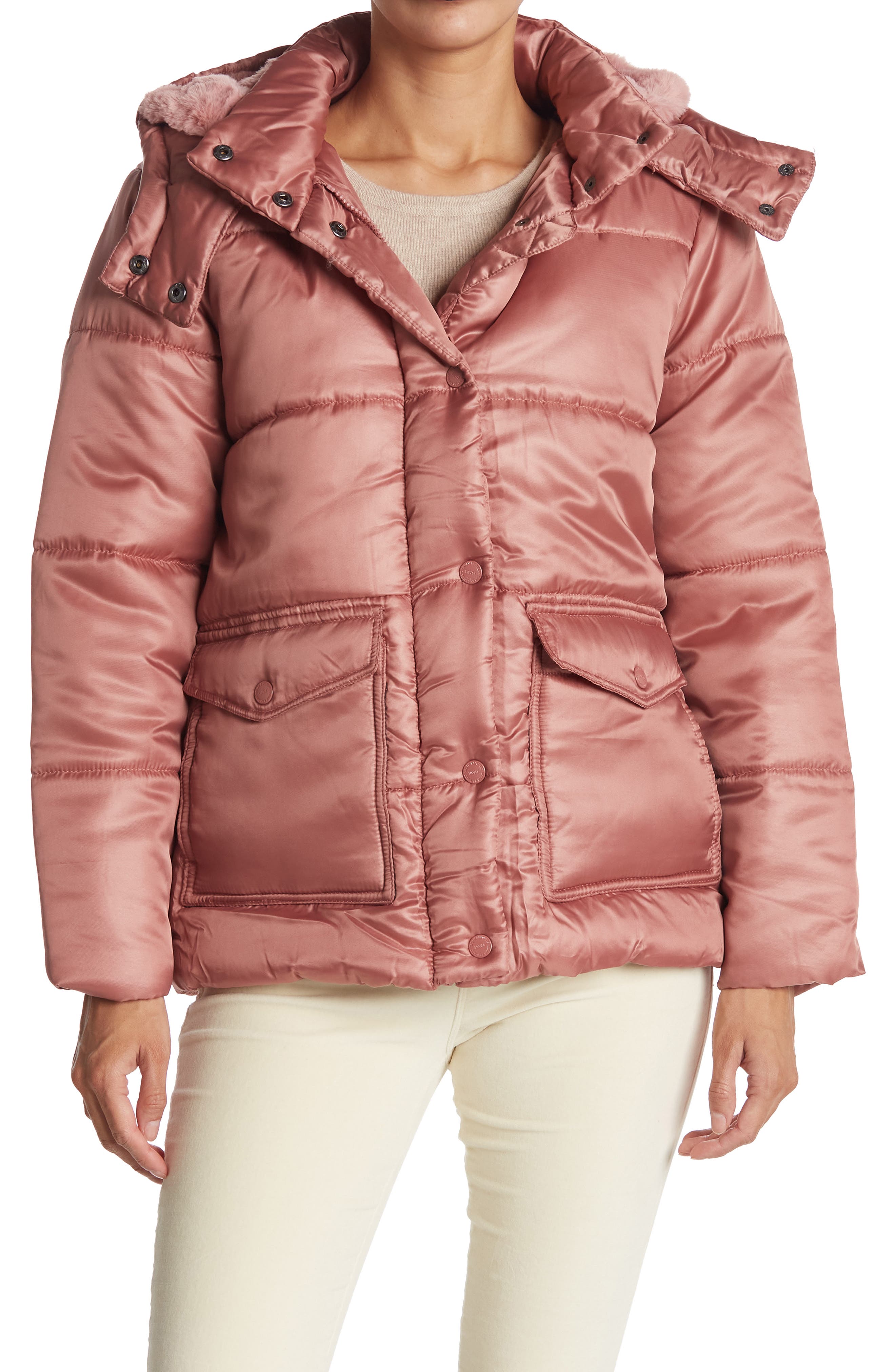 puffer jacket with fur lining