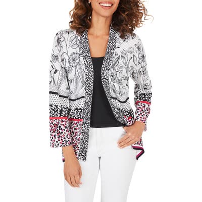 Foxcroft Florence Mixed Print Cardigan, Purple