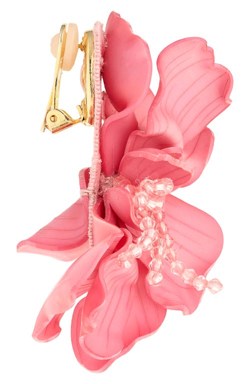 Oscar De La Renta Half Gardenia Clip-on Drop Earrings In Pink