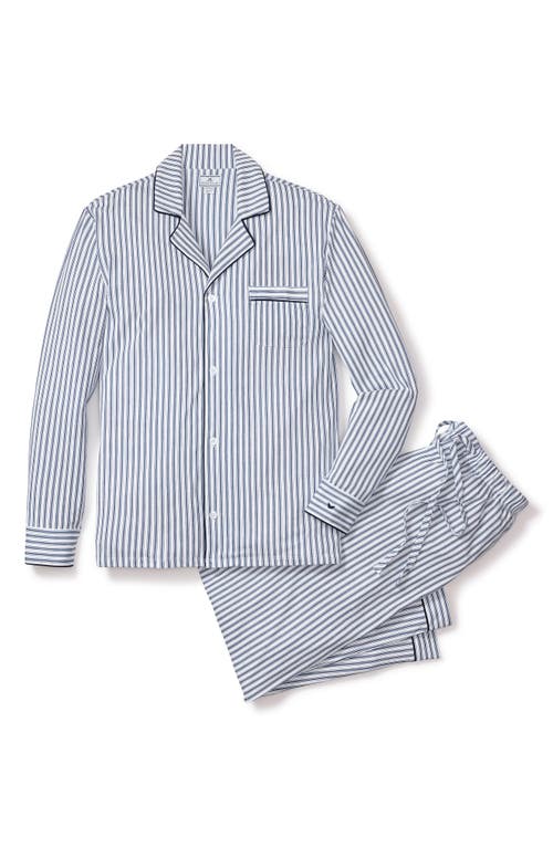 Petite Plume Men's Pima Cotton Stripe Long Pajama Set In Navy