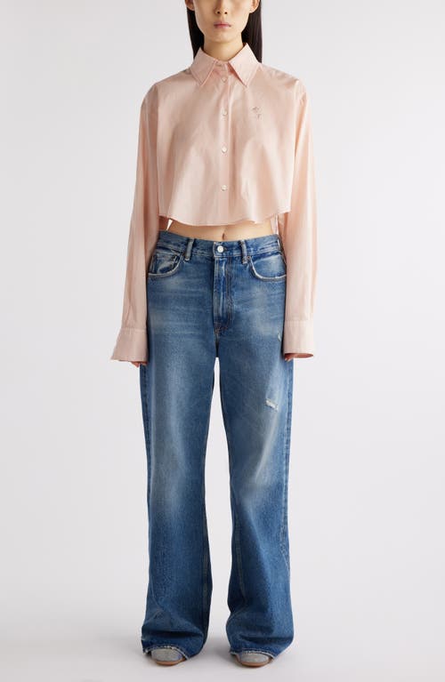 Shop Acne Studios Satai Crop Cotton Voile Button-up Shirt In Dusty Pink