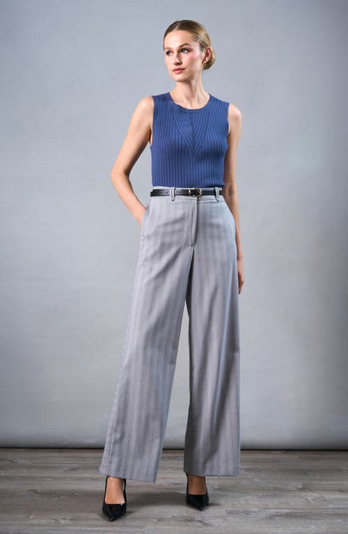 Shop Halogenr Halogen(r) Pinstripe Herringbone Wide Leg Pants In Flint Grey