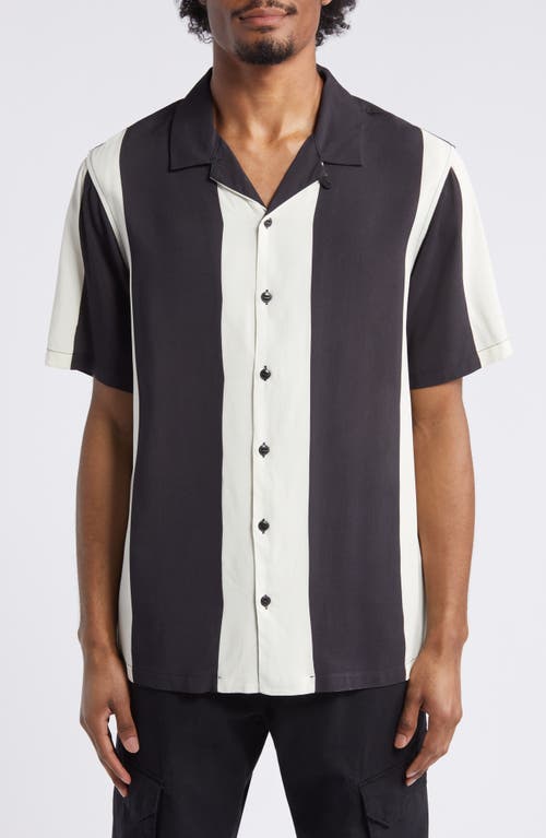 Henry Stripe Camp Shirt in Black/White
