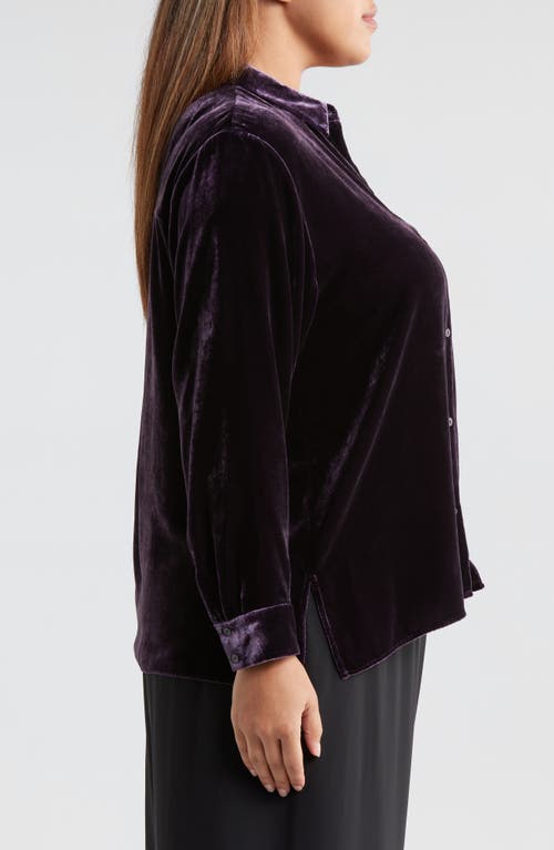 EILEEN FISHER EILEEN FISHER EASY RELAXED FIT VELVET BUTTON-UP SHIRT