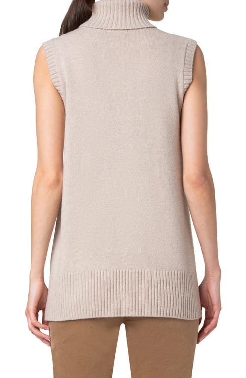 Shop Akris Punto Sleeveless Wool & Cashmere Turtleneck Tunic Sweater In Beige