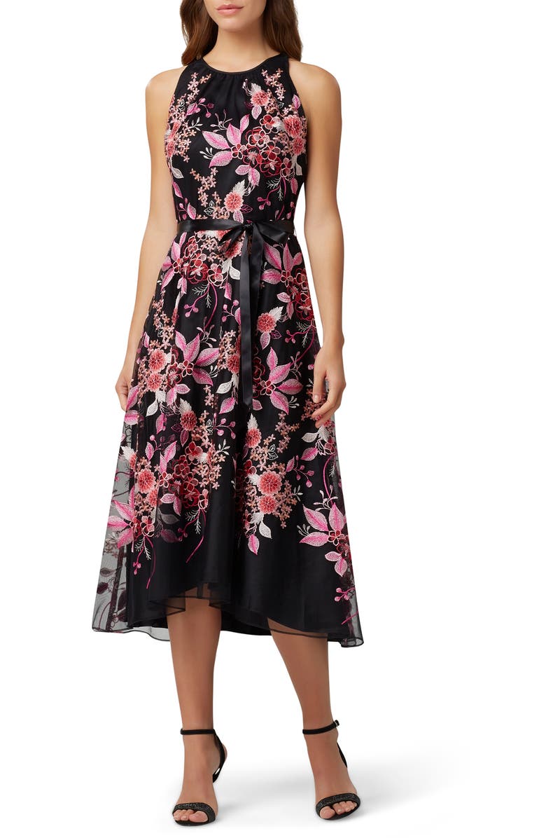 Tahari Floral Embroidered High/Low Midi Dress | Nordstrom