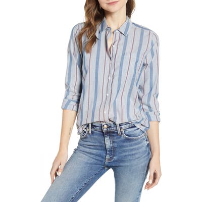 Lucky Brand Stripe One-Pocket Shirt, Pink
