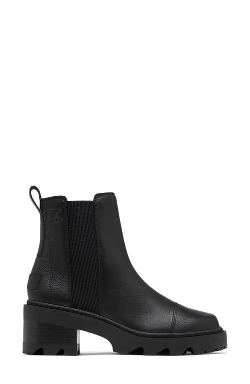Sorel Joan Now Leather Chelsea Ankle Boots In Black/black