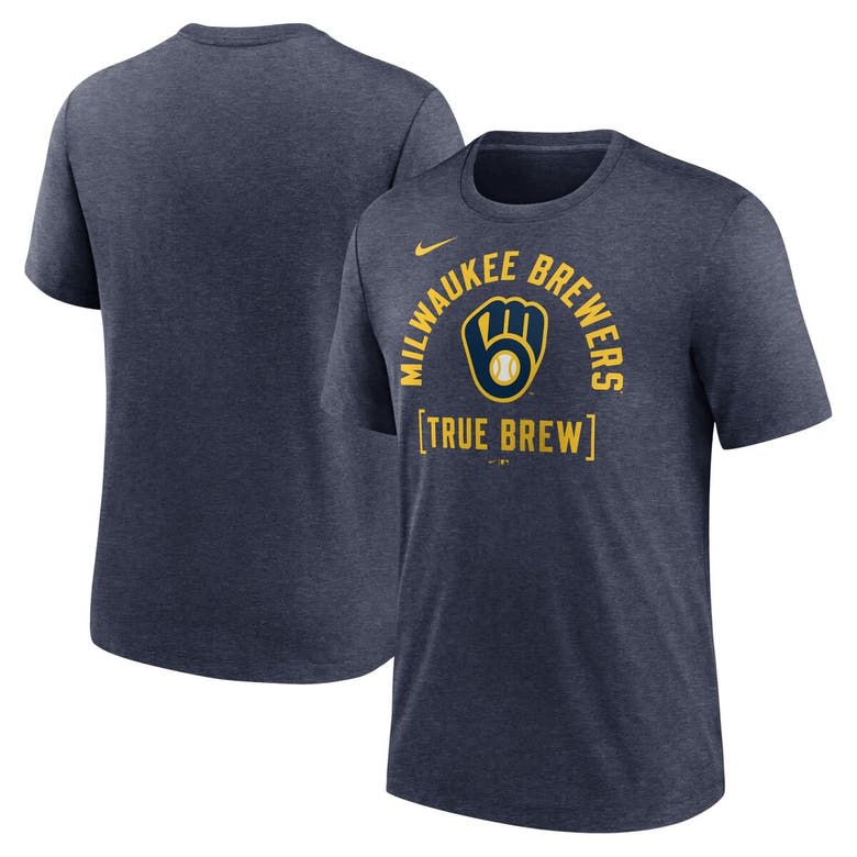 Shop Nike Heather Navy Milwaukee Brewers Swing Big Tri-blend T-shirt