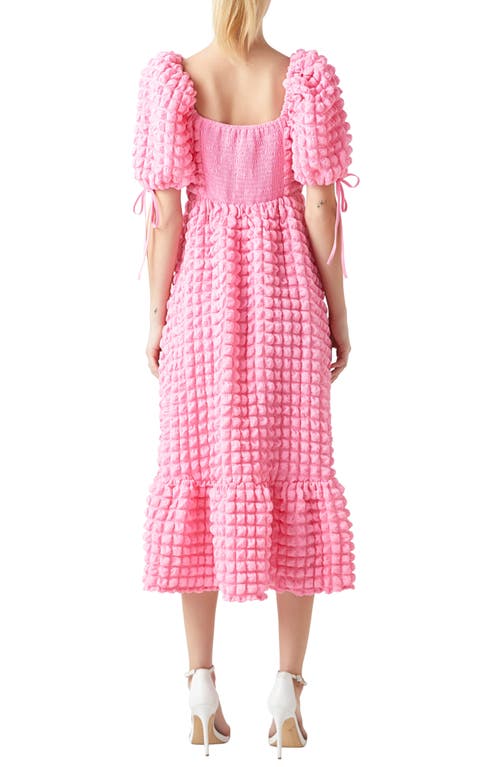 Endless Rose Texture Puff Sleeve Maxi Dress In Pink