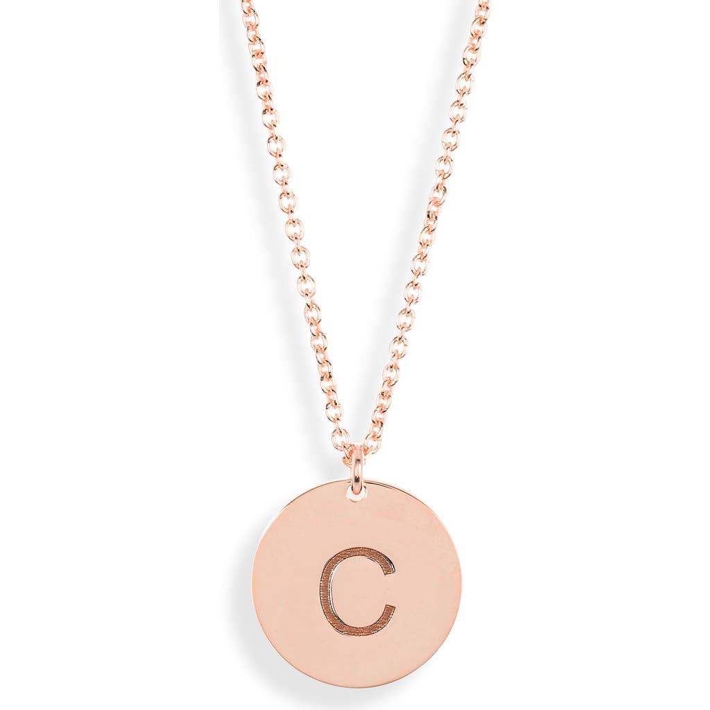 Meshmerise Initial Disc Pendant Necklace In Rose-c
