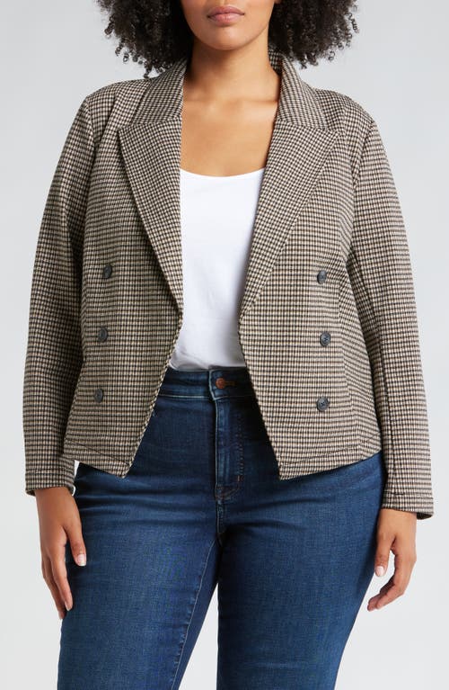 Shop Liverpool Open Front Blazer In Black/tan Check