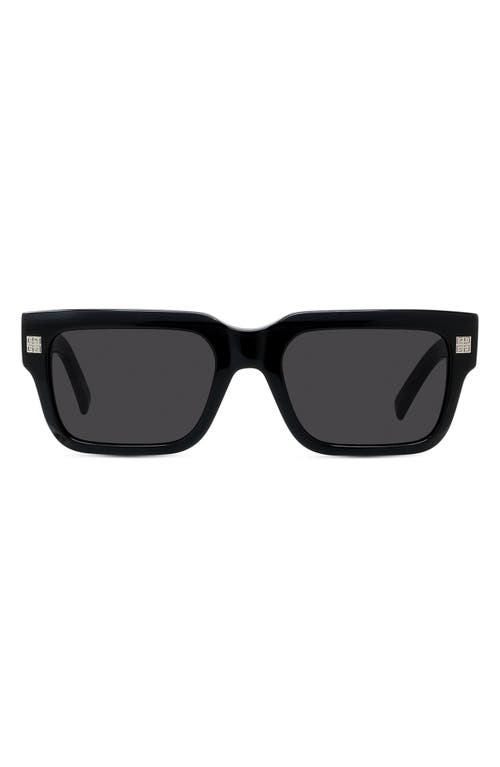 Givenchy GV Day 53mm Square Sunglasses in Shiny Black /Smoke at Nordstrom