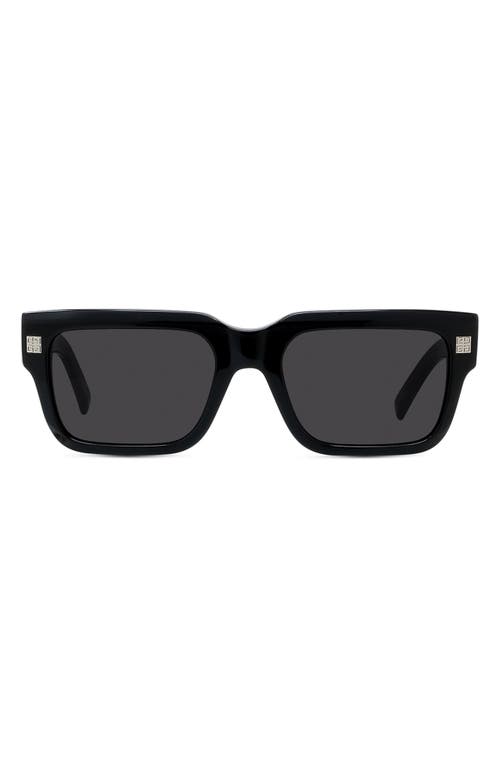 Shop Givenchy Gv Day 53mm Square Sunglasses In Shiny Black/smoke