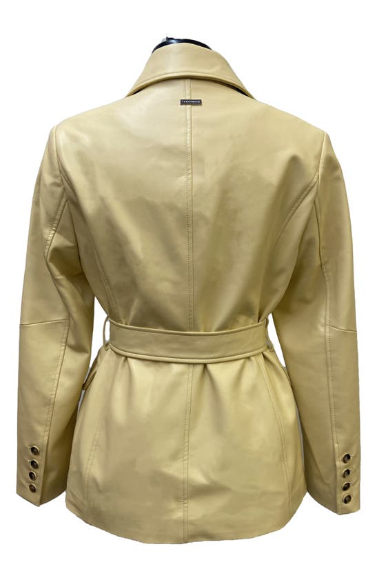SANCTUARY BELTED FAUX LEATHER BLAZER