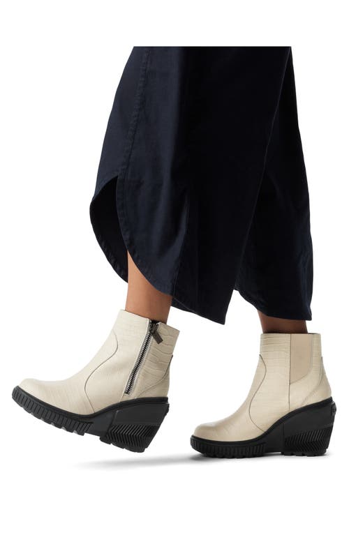 Sorel Ona Ave Zip Wedge Bootie In Chalk/black
