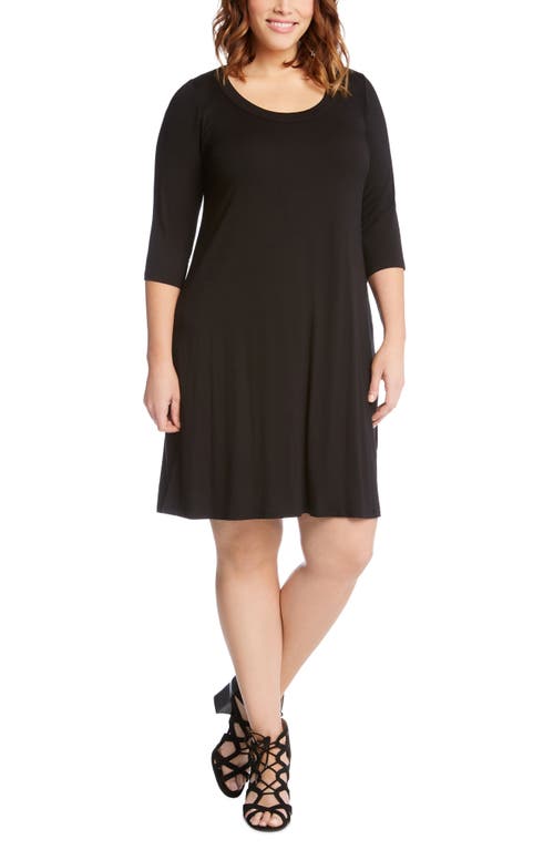 Scoop Neck Jersey Dress in Black