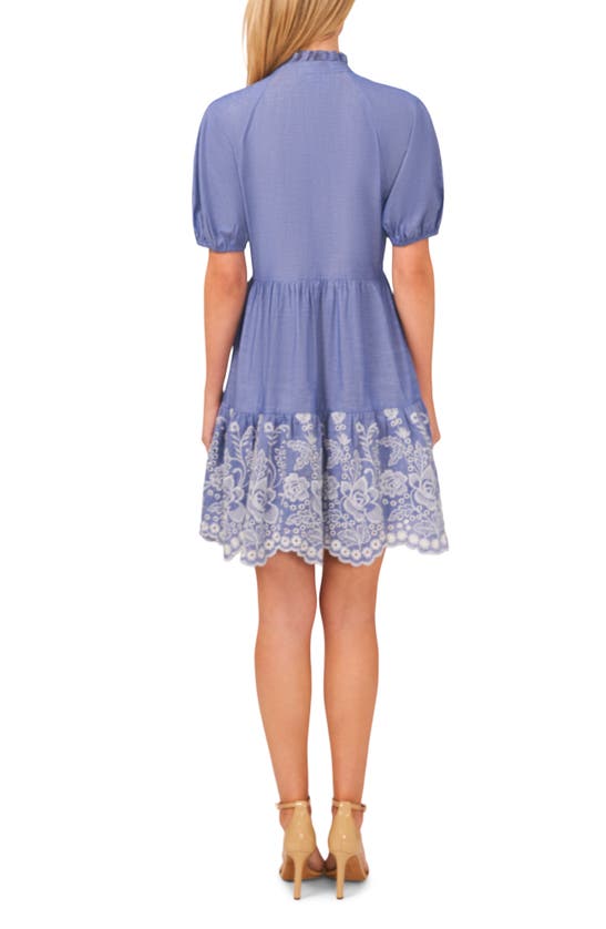 Shop Cece Embroidered Chambray Dress In Blue Air