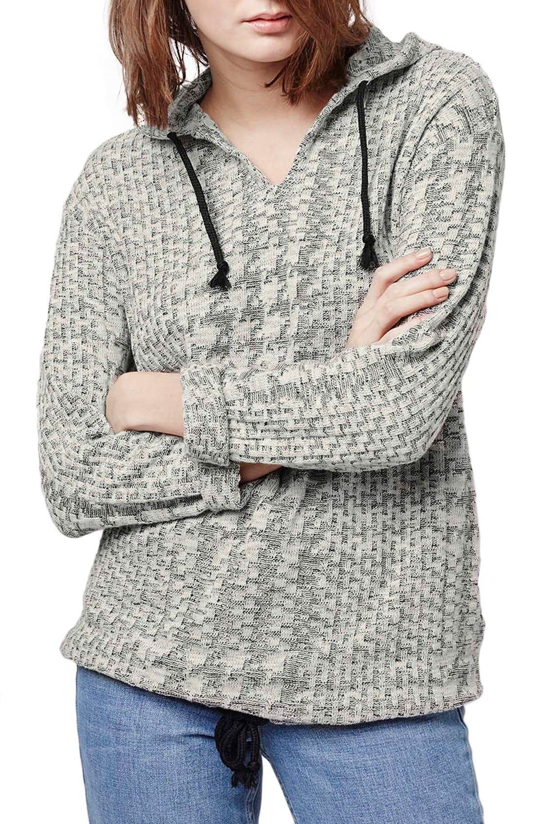 Houndstooth Knit Hoodie Nordstrom