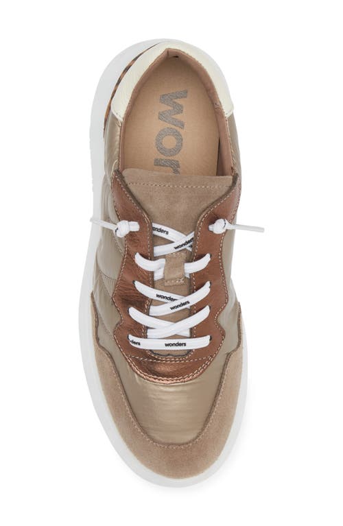Wonders Roma Taupe Mixed Textile Chunky Trainers In Taupe/gold/leo Combo