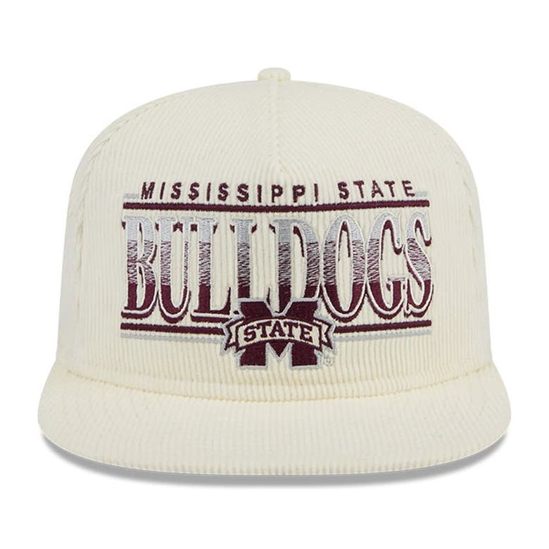 Shop New Era White Mississippi State Bulldogs Throwback Golfer Corduroy Snapback Hat In Cream