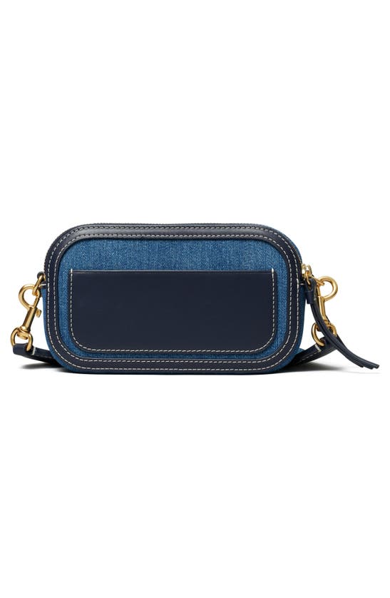 Shop Tory Burch Mini Miller Denim Crossbody Bag In Denim Multi