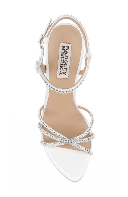 Badgley Mischka Collection Julietta Ankle Strap Sandal In White Satin