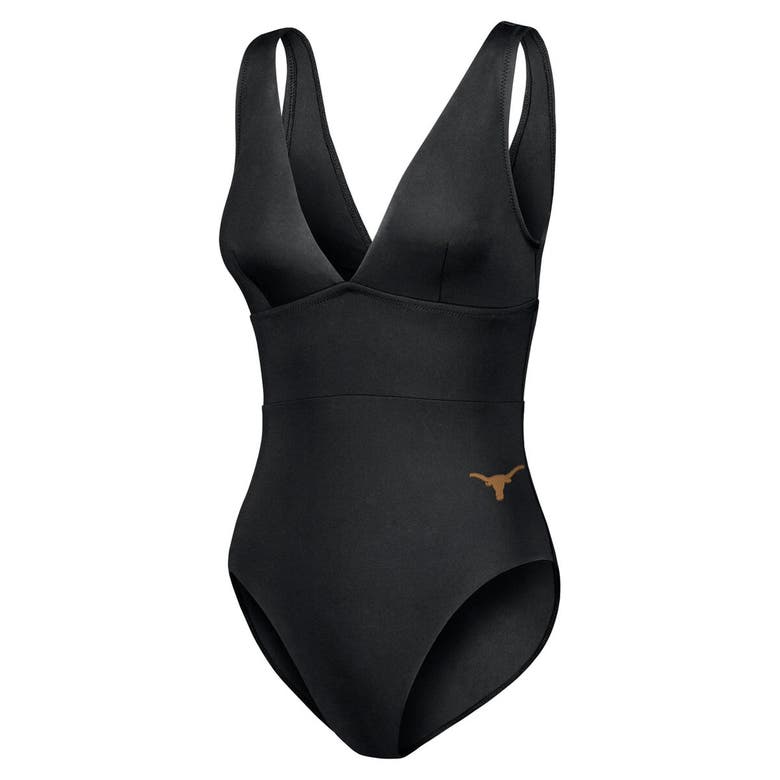 Shop Tommy Bahama Black Texas Longhorns Palm Modern V-neck One-piece Swimsuit