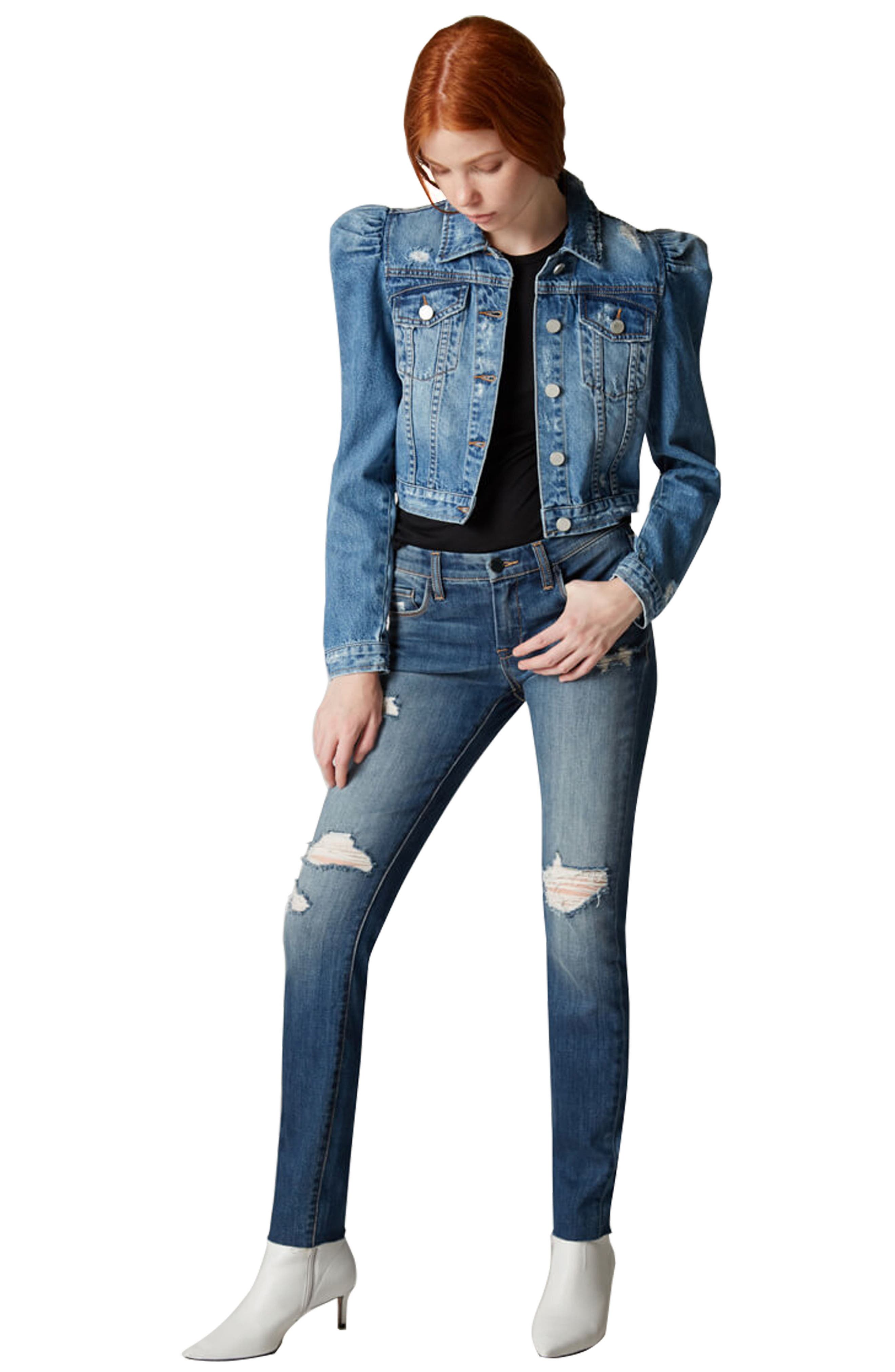 jean jacket with puffy shoulders