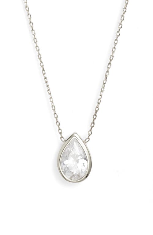 SHYMI Pear Cubic Zirconia Bezel Pendant Necklace in Silver/White at Nordstrom