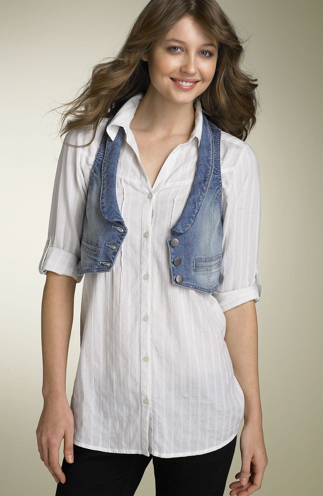 Rubbish® Crop Stretch Denim Vest (Juniors) Nordstrom