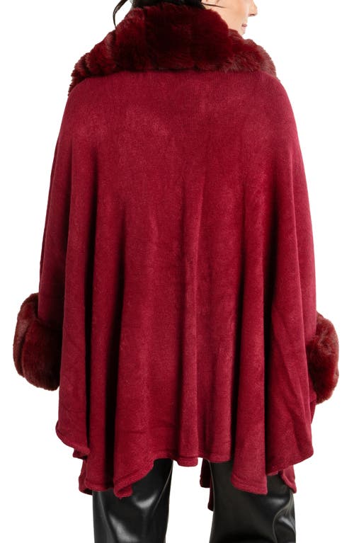 Shop Saachi Filippa Faux Fur Trim Cardigan In Maroon