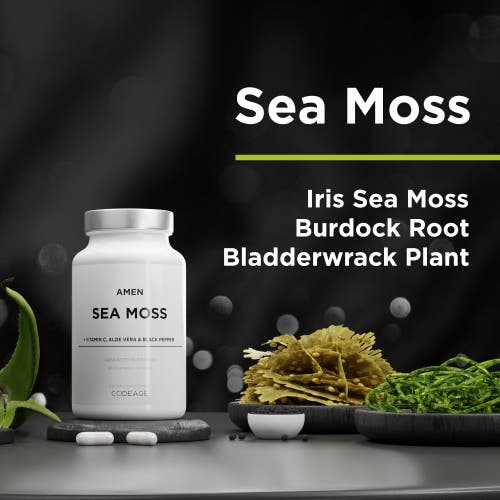 Codeage Amen Sea Moss, Bladderwrack, Burdock, Vitamin C, Aloe Vera, Black Pepper, Seaweed Superfood, 90 ct in White at Nordstrom