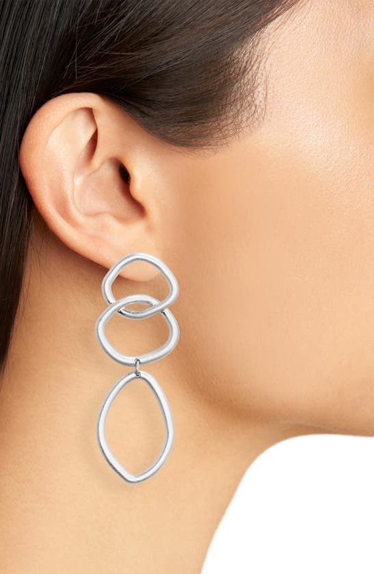 Shop Melrose And Market Interlocking Link Drop Earrings In Rhodium