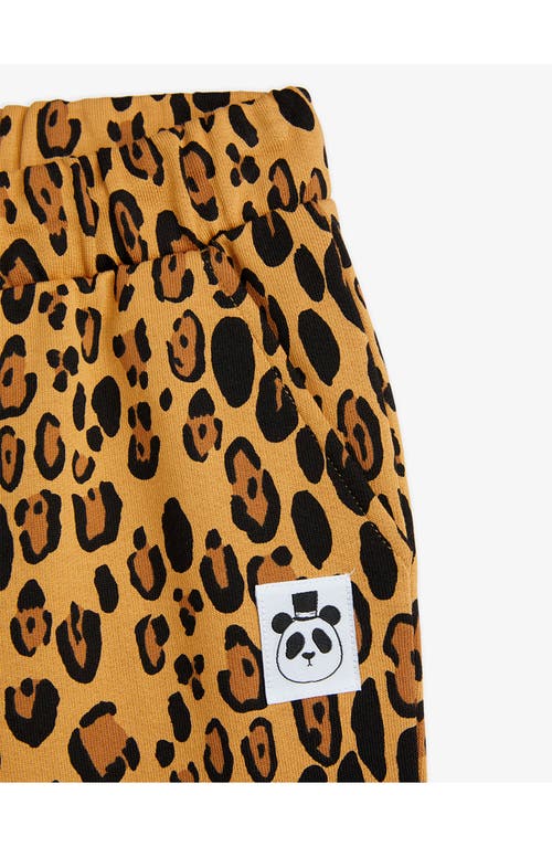 Shop Mini Rodini Kids' Leopard Print Organic Cotton French Terry Joggers In Beige